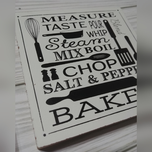 Farmhouse Decor For Tier Tray Kitchen Measurement Conversion Sign & Utensils NEW - Picture 5 of 7